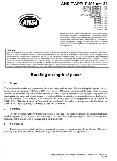 tappi burst strength test|tappi 403 burst strength.